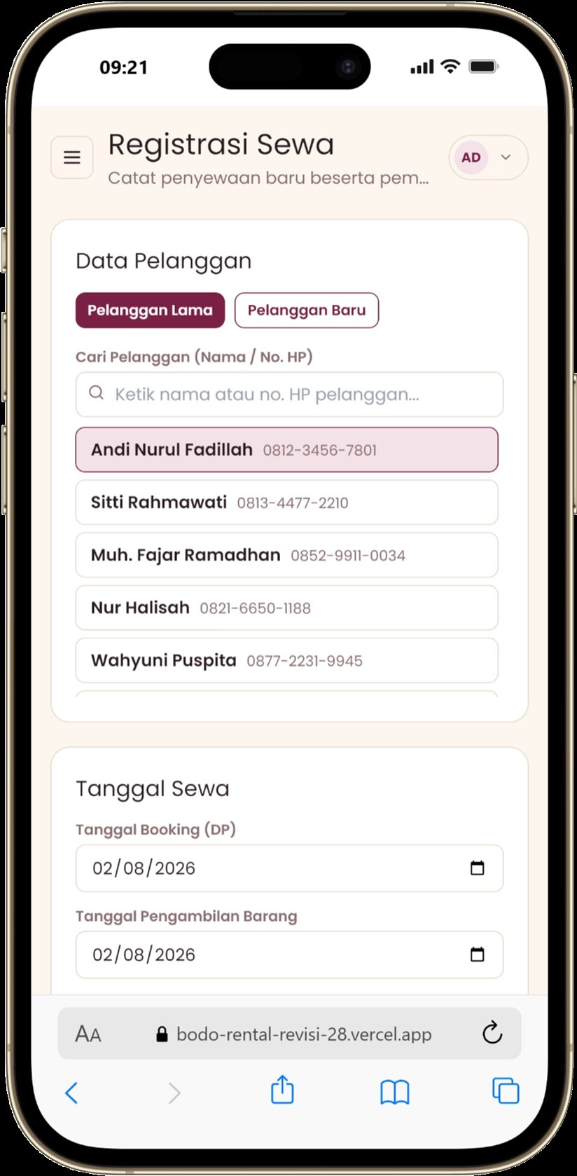 Registrasi Mobile